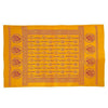 Orange cotton shawl with symmetrical border medallions and dense text band print