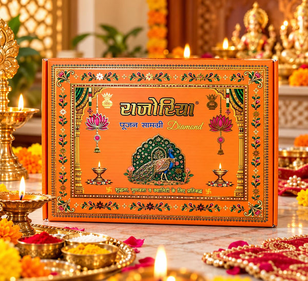 Diwali Lakshmi Puja Samagri Kit Box with 40 Essential Items, Mahalakshmi Poojan Samagri, Deepawali Pooja Box Achleshwar