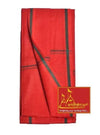 Red cotton gamcha patka with dark green border and logo tag