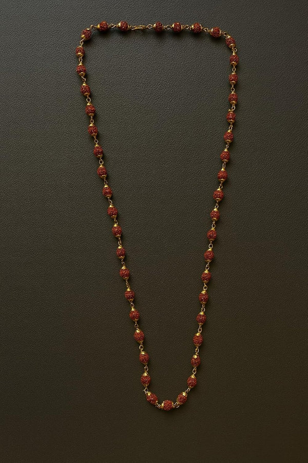 Achleshwar 8mm Rudraksha Mala with Golden Caps