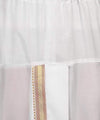 White dhoti fabric panel with vertical zari border along center seam