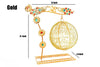 Golden decorative swing for Ladoo Gopal with mesh ball cradle and flower bead details