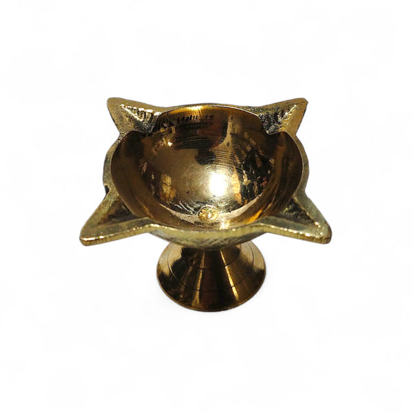 Golden Char Mukhi Brass Diya For Pooja - Achleshwar