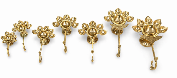 Brass Panch Aarti Diya | 5-Face Jyoti Diya for Puja, Temple & Mahaaarti
