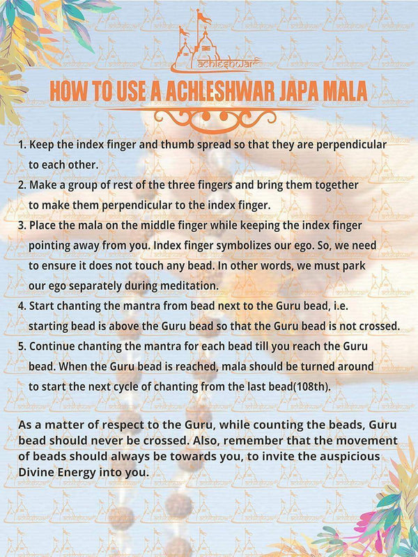 How-to chart for using a japa mala, with numbered steps