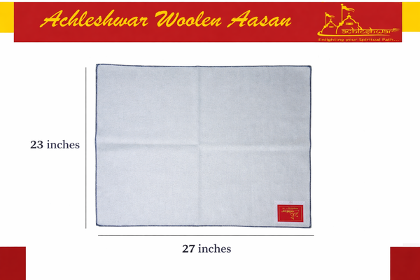 Premium Light Blue Woolen Aasan (23x27 Inch) – Handcrafted Pooja & Meditation Mat - Achleshwar