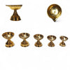 Set of golden brass pooja diyas with fluted cups in assorted sizes