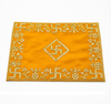 Designer Velvet Embroidered Yellow Pooja Aasan Cloth for Mandir | Premium Altar Cover for Temple, Puja Chowki, Home Shrine & Diwali Decoration