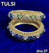 Gold-toned bangles with blue and green enamel and rhinestone details, stacked pair