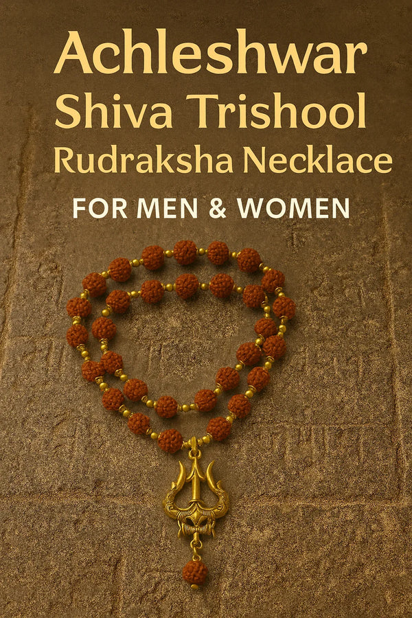 Shiva Trishool Rudraksha Necklace for Men & Women | Spiritual Protection Pendant with Natural Rudraksha Beads - Achleshwar