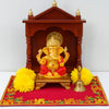 Designer Red Velvet Embroidered Pooja Aasan - Achleshwar