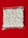 Pack of 12 handmade white cotton jyot wicks for pooja, in a clear bag