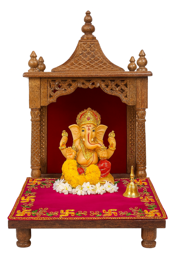 Achleshwar Designer Pink Velvet Embroidered Pooja Aasan