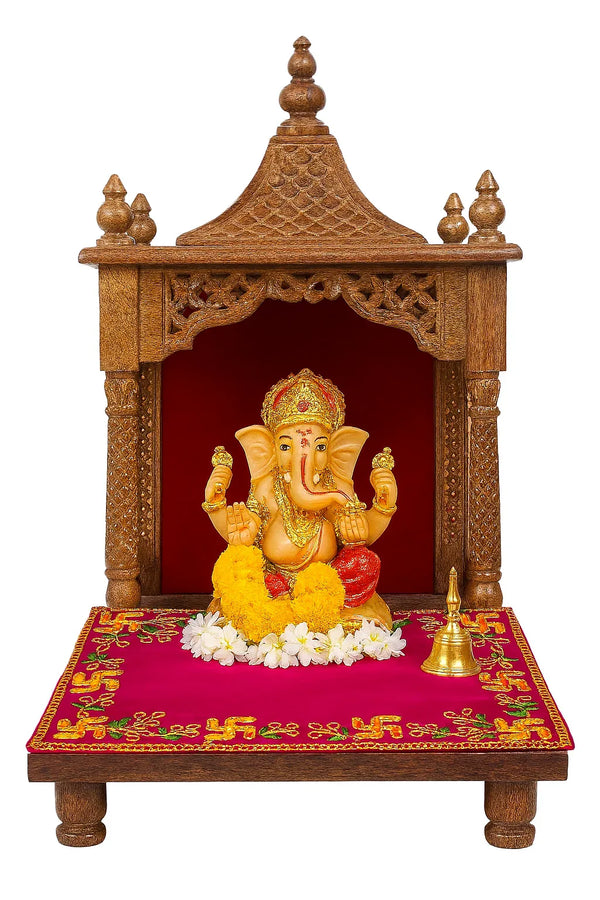 Designer Pink Velvet Embroidered Pooja Aasan - Achleshwar