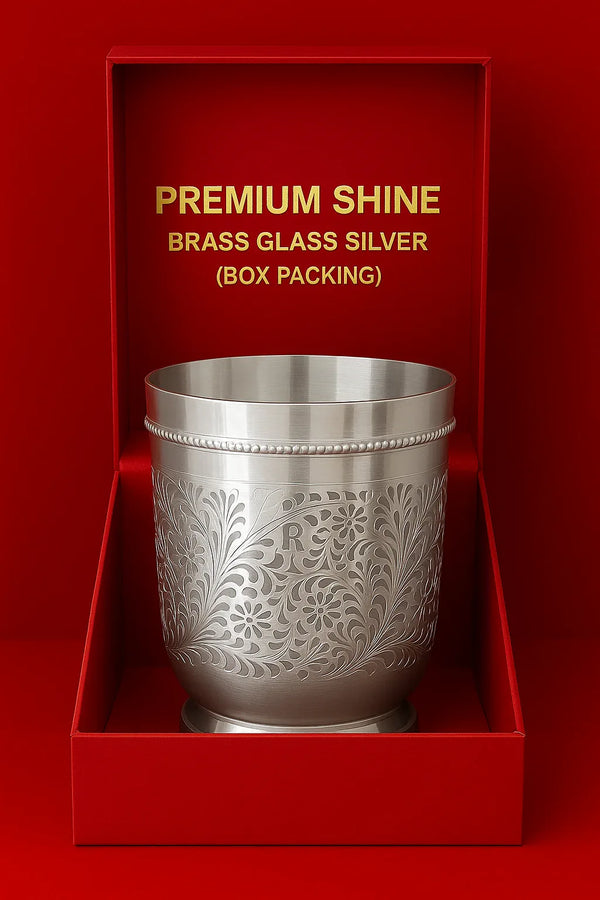 Premium Shine Brass Glass Silver (Box Packing) - Achleshwar