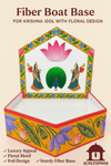 Decorative fiber boat base with lotus arch front and floral ornament sides