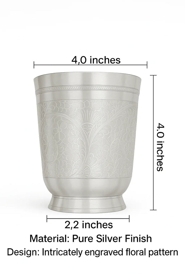 Premium Shine Brass Glass Silver (Box Packing) - Achleshwar