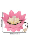 Pink lotus fountain with pale center flower; shown size 23.5 cm by 12 cm; power cord