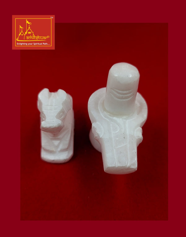 White Marble Shivling with Nandi
