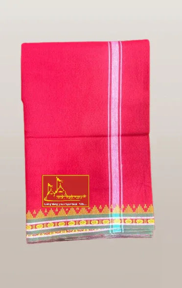 Regular unstiched dhoti set with angvastram cotton with khadi red colour - Achleshwar
