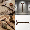 Wooden jaap stick with segmented bead grip and flared end knob
