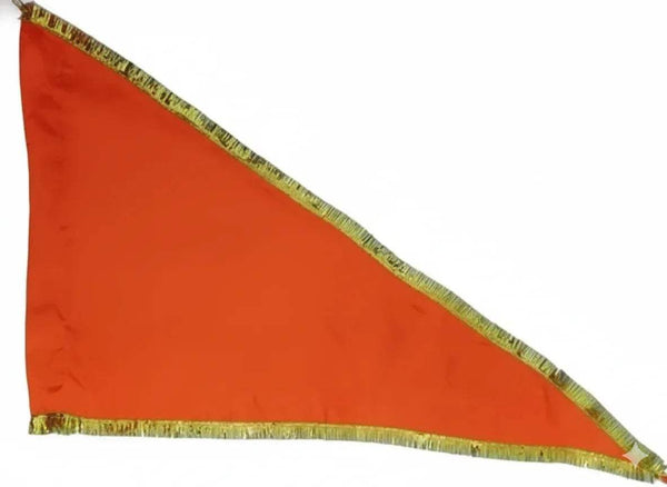 Orange triangular flag with green patterned border, single pennant