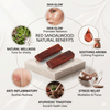 Natural red sandalwood sticks on a light wooden block, shown for product use