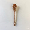 Pure copper abhishek ritual spoon with wide bowl opening and textured handle.