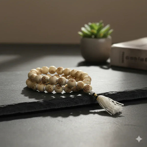 27+1 Beads Tulsi Mala for Japa & Bracelet – Ram Naam Mala 9 mm - Achleshwar