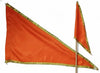Orange triangular pennant flag on pole with green patterned edge, hanging view