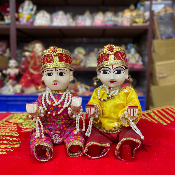 Gangour Kanu Ji Bhaya Ji Idol Set | Traditional Rajasthani Handmade Murti for Pooja - Achleshwar