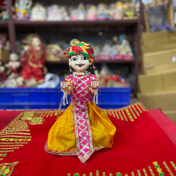 Special Face Designed Isar Gangaur Idol Set | 12 inch Premium Rajasthani Ishar Ji & Gawra Ji Murti - Achleshwar
