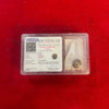 Rudraksha identification report card with specimen bead in clear plastic