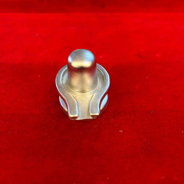 Mercury shivling idol with smooth cylindrical finial and flared circular base
