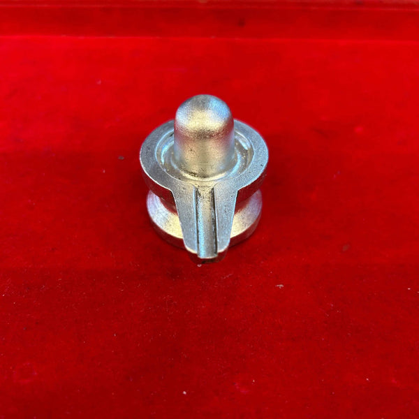 Mercury shivling idol with round base, metallic gold-silver finish
