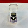 LED digital counter finger ring in open clear-and-purple case