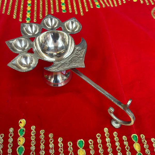 Achleshwar Brass Panch Aarti Diya | 5-Face Jyoti Diya for Puja, Temple & Mahaaarti