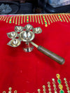 Achleshwar Wooden Handle Brass Panch Aarti Diya/Designer Five Face
