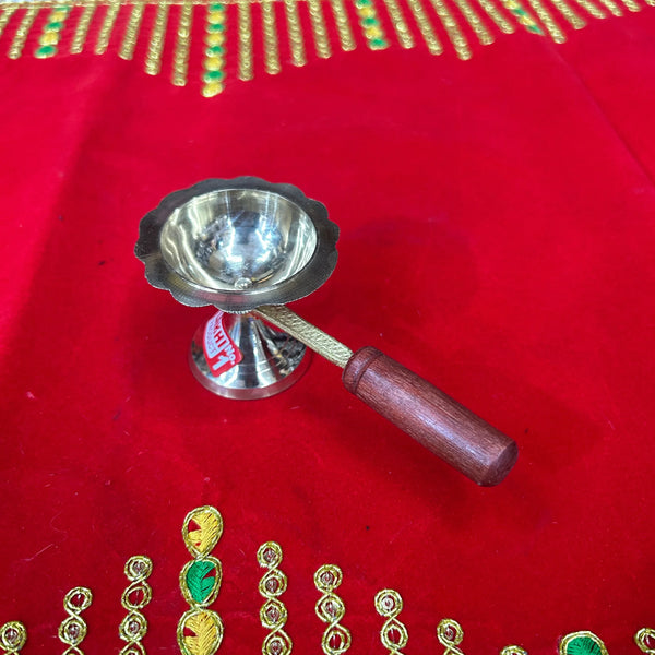 Pure Brass Dhoop Stand with Wooden Handle - Achleshwar