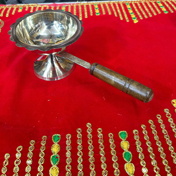 Pure Brass Dhoop Stand with Wooden Handle - Achleshwar
