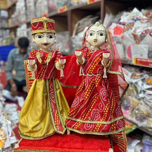 Rajasthani Wooden Isar Gangaur Idol set (21 inches) - Achleshwar - Achleshwar