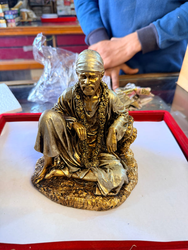 Resin Sai Baba Idol Ashirwad Murti for Pooja | Blessing Statue for Home Mandir, Office & Gift - Achleshwar