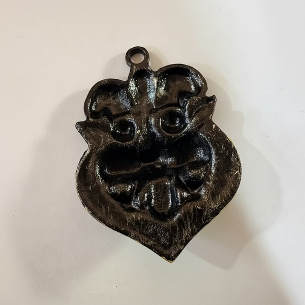 Metal Black & Gold Bhoot Face Mask Nazar Battu with Red Eyes for Entrance Protection - Achleshwar