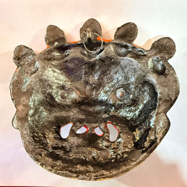 Metal Black & Gold Bhoot Face Mask Nazar Battu for Home Protection - Achleshwar
