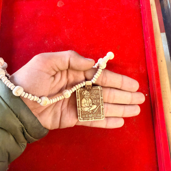 Achleshwar Tulsi Mala with White Hanuman Pendant for Bhakti, Japa & Daily Wear