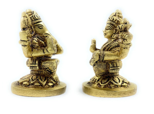 Ashtadhatu Laxmi Ganesh Sitting on Flower Base - Achleshwar