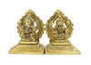 Ashtadhatu Laxmi-Ganesh designer singhasan, gold-toned two seated deity figures, front view