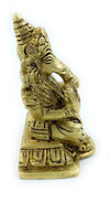 Ashtadhatu Ganesh statue, side view with bent arms and ornate detailing