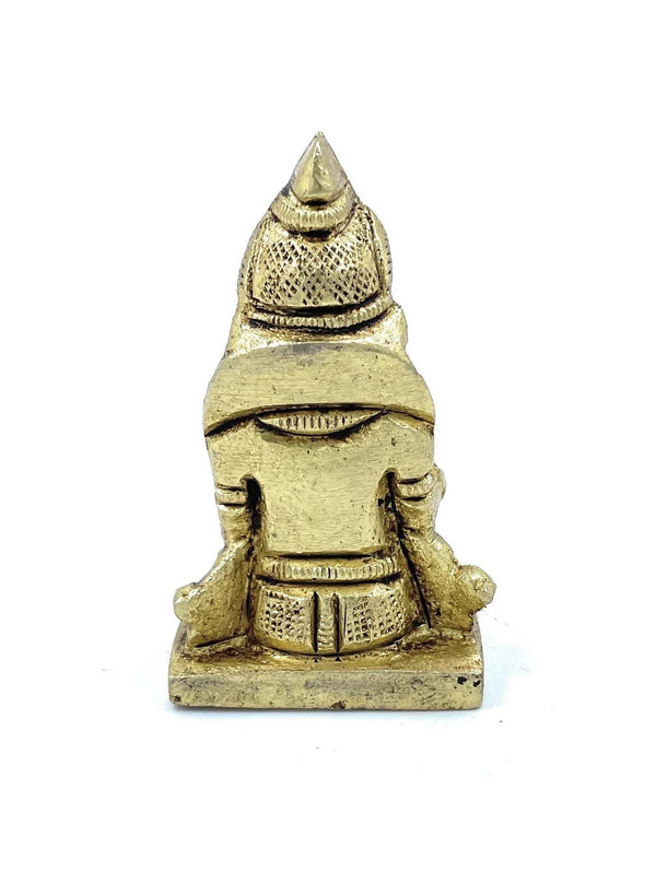 Kuber deity idol small figurine, front view with detailed headdress and arm ornaments