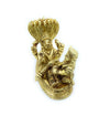 Gold-tone Vishnu and Laxmi figurine with raised serpent hood, seated on serpent base